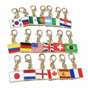 Alloy Drip Oil National Flag Pendant With Lobster Clasp DIY Jewelry Accessories