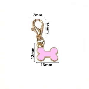 Gold alloy lobster clasp pink bone pendant DIY jewelry accessories charm component cute