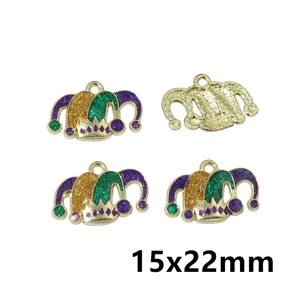 Mardi Gras Jester Hat Charm Enamel Alloy Carnival Pendant DIY Jewelry Making Accessories