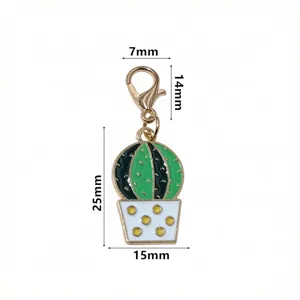 Pendentif cactus en alliage goutte d'huile avec mousqueton accessoire bijoux DIY