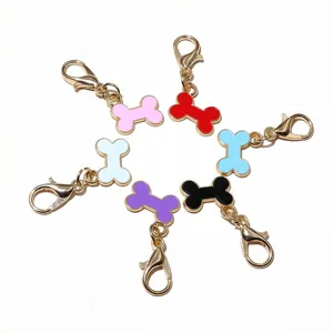 Zinc Alloy Drip Oil Bone Charm Pendant With Lobster Clasp DIY Jewelry Making Accessories
