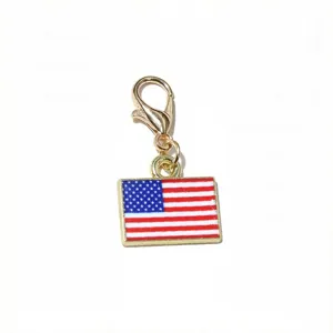 US flag alloy oil drop charm pendant with lobster clasp DIY jewelry accessory piece