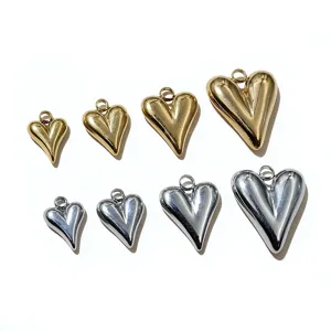 Stainless steel 3D puffy heart pendant charms for handmade jewelry making detail
