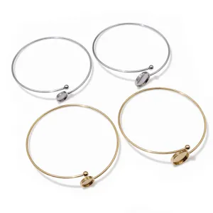 Stainless steel blank bezel bangles open bracelet trays DIY jewelry making accessories main view