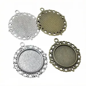 25mm round alloy cameo bezel pendant tray blanks DIY blank base cabochon setting jewelry making