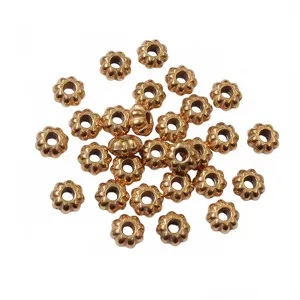 Gold stainless steel pumpkin spacer beads for DIY jewelry making and crafting details view