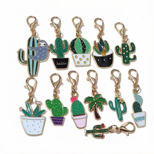 Pendentifs cactus en alliage goutte d'huile avec fermoirs mousqueton pour bijoux DIY principal.