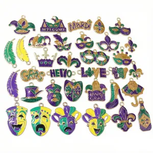 Mardi Gras enamel alloy clown mask charms pendant DIY jewelry making accessories wholesale