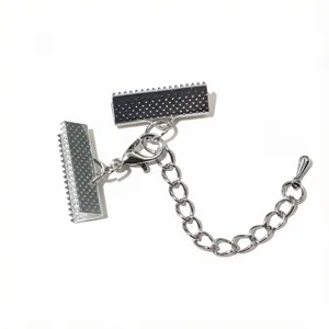 DIY jewelry accessories lobster clasp extension chain ribbon clamp cord end set detail.