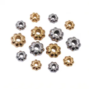 Stainless steel pumpkin spacer beads gold and silver loose beads for DIY jewelry making main view