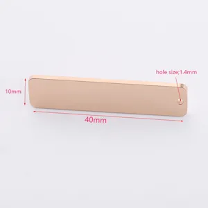 Pendente rettangolare in acciaio inossidabile 10x40mm, targhetta per incisione gioielli DIY.
