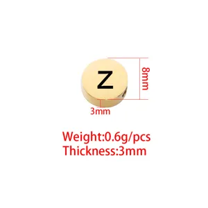 Stainless steel round letter Z bead DIY jewelry accessory 8mm charm pendant spacer