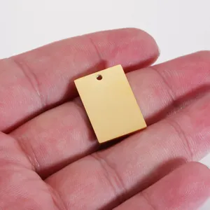 Gold stainless steel rectangular blank pendant DIY jewelry charm making accessory part