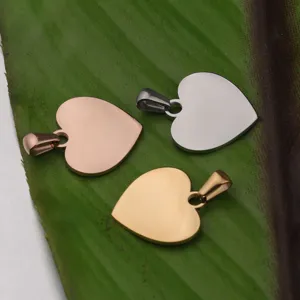 Stainless steel heart pendant detail view, mirror polished smooth surface, DIY jewelry accessory.