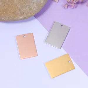 Stainless steel blank rectangular pendant DIY jewelry making charms smooth laser blank tags
