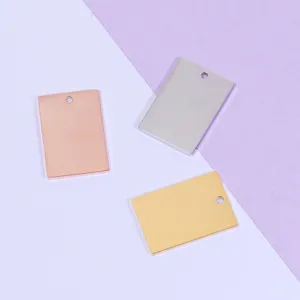 Stainless Steel Geometric Rectangle DIY Blank Tag Pendant Smooth Laser Engraving Jewelry Accessories