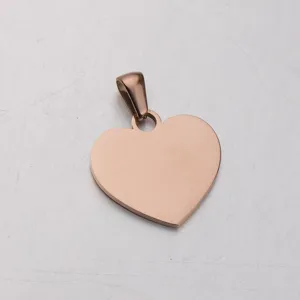 Mirror stainless steel heart pendant jewelry accessory, smooth DIY peach heart blank charm.