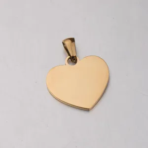 Mirror polished stainless steel heart pendant DIY gold love jewelry accessory product detail
