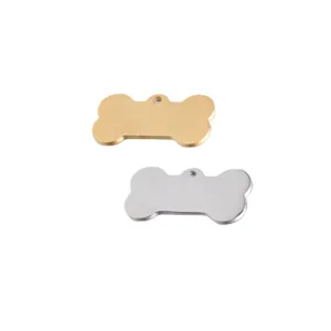 Plaques d'identification pour animaux en métal forme os breloques de gravure DIY