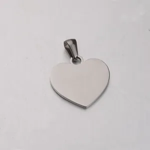 Stainless steel heart pendant detail view, smooth mirror finish DIY jewelry accessory charm.