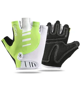Detail view of men's half-finger cycling gloves with breathable mesh and anti-slip palm.