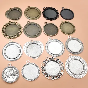 Vassoi Pendenti in Lega di Zinco Vintage Francese Tondo Ovale Filigrana Cabochon Base Accessori per la Creazione di Gioielli Fai da Te