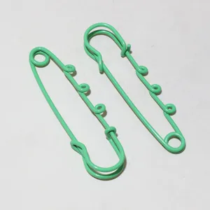 Multi-loop colorful spray-painted safety pins for plush doll pendants DIY accessories 61x17mm