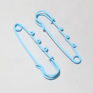 Light blue decorative safety pins with loop charms craft metal pins for plush doll accessories