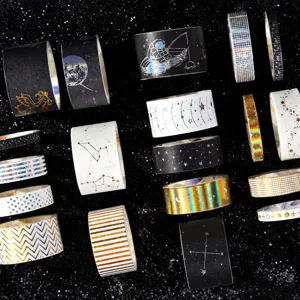 Washi Tape Set Retro Starry Sky Cosmic Fantasy Hot Stamping Adhesive Masking Tape For Journaling Scrapbooking DIY Craft