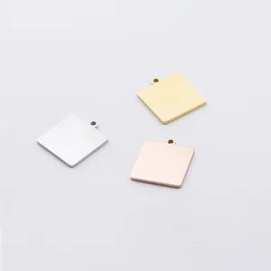 Acciaio Inossidabile Quadrato Vuoto Animale Domestico ID Etichetta DIY Ciondolo Specchio Lucidato Metallo Vuoto Etichetta Gioiello Accessorio