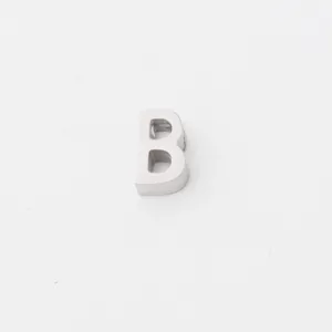 Close-up of stainless steel uppercase letter B pendant charm, ideal for custom DIY jewelry.