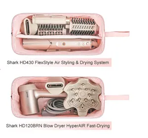 Borsa di custodia portatile rosa per strumenti per capelli astuccio con cerniera.