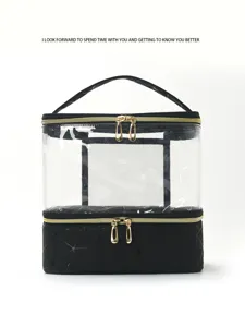 Bolsillo de Maquillaje Transparente PVC Gran Capacidad Organizador Cosmético Portátil