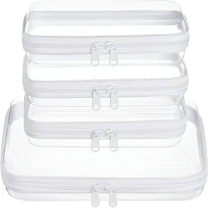 Transparante PET reizen opbergtassen 4-delige set waterdichte draagbare cosmetische toilettas