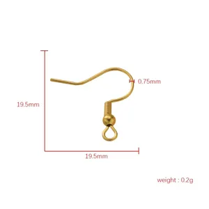 Vue de detail de crochet d'boucle d'oreille en acier inoxydable, composant DIY 19,5mm.