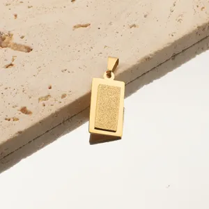Pendentif Rectangulaire Givré Plaqué Or 18K Accessoire Bijou DIY Élégant Polyvalent Tendance