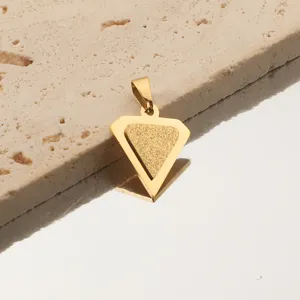 Pendentif géométrique en acier inoxydable doré triangle givré accessoire bijou DIY