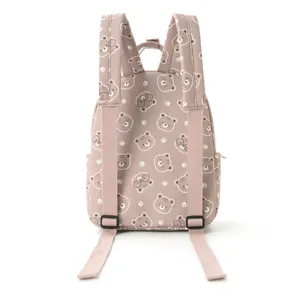 Zaino in tela stampata con orsetto dei cartoni animati rosa, zainetto carino leggero per studenti.