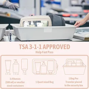 Clear travel toiletry bag waterproof PU cosmetic pouch large capacity portable makeup organizer