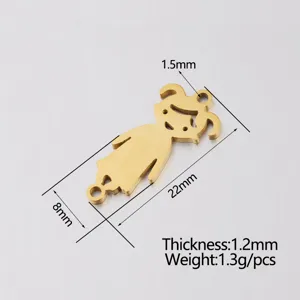 Stainless steel girl pendant charm DIY double hole jewelry accessory for necklace bracelet