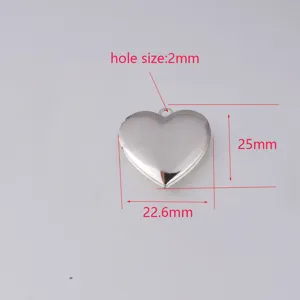Stainless steel heart locket pendant DIY photo frame charm jewelry accessory 25mm