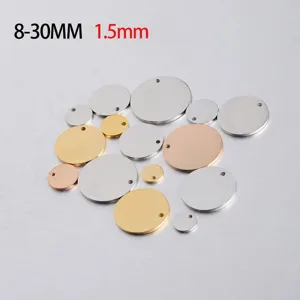 Minimalist Stainless Steel Round Pendant Blank Tag DIY Pet Dog Tag Mirror Polished Metal Jewelry Making Finding
