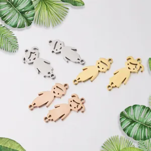 Stainless Steel Boy Girl Connector Pendants Mirror Polished DIY Bracelet Necklace Charms Jewelry Findings Accessories