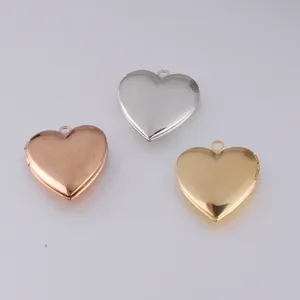 Stainless Steel Round Heart Locket Pendant DIY Smooth Photo Frame Pendant Jewelry Accessories For Women Men Gift