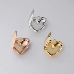 Stainless steel heart locket pendant DIY photo frame jewelry accessories for custom craft