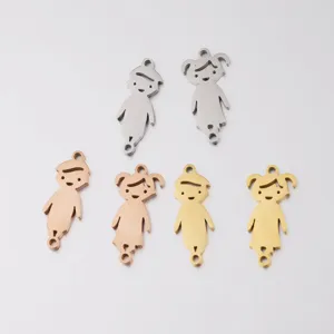 Stainless steel boy and girl charms pendants for DIY bracelet and necklace making connectors.