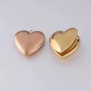 Stainless steel heart locket pendant DIY jewelry accessory, smooth surface, double color set.