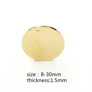Stainless steel blank round pendant gold DIY pet dog tag jewelry accessory 8-30mm