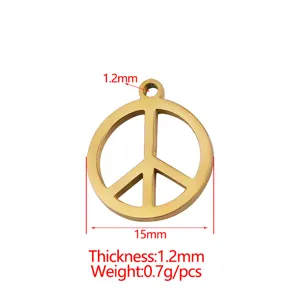 Pendentif symbole de paix en acier inoxydable, charm rond anti-guerre pour bijoux DIY.