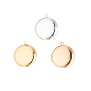 Stainless steel round locket pendant DIY smooth photo frame charm jewelry accessory main view